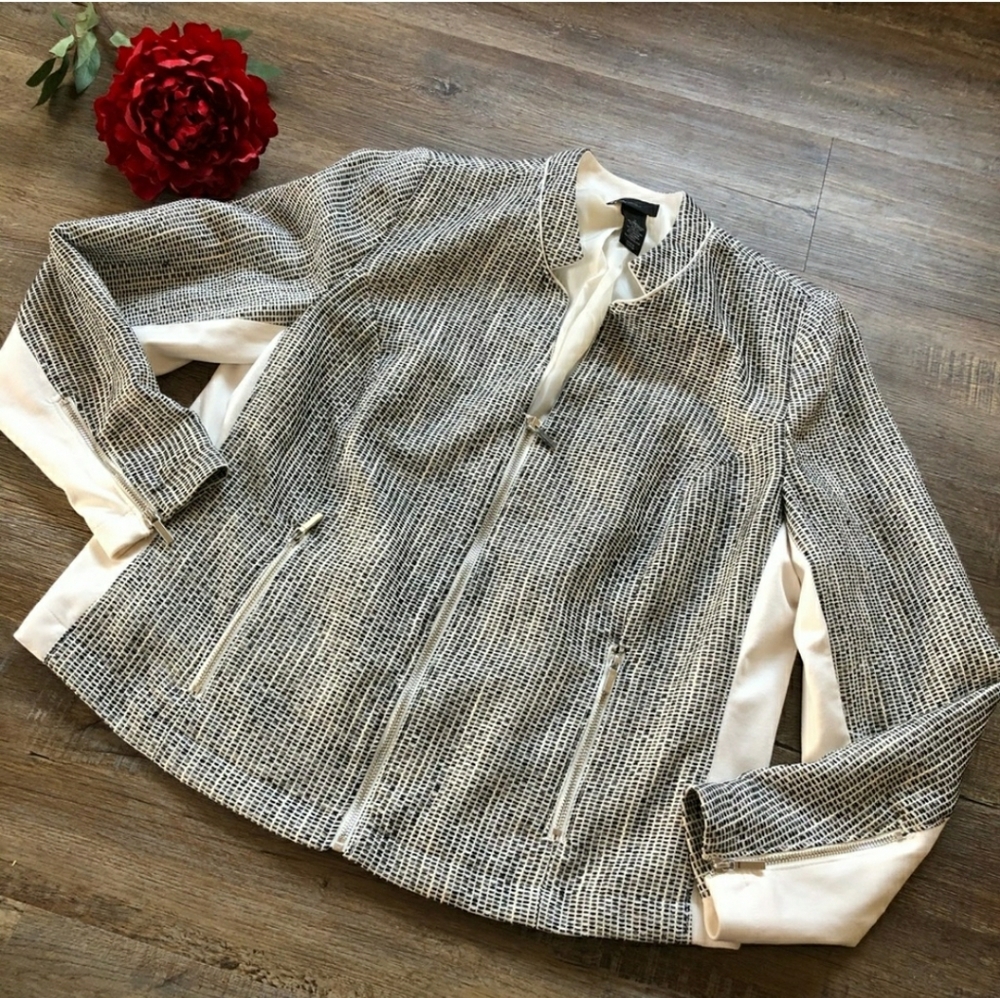 Lane Bryant Black & Cream Blazer Jacket